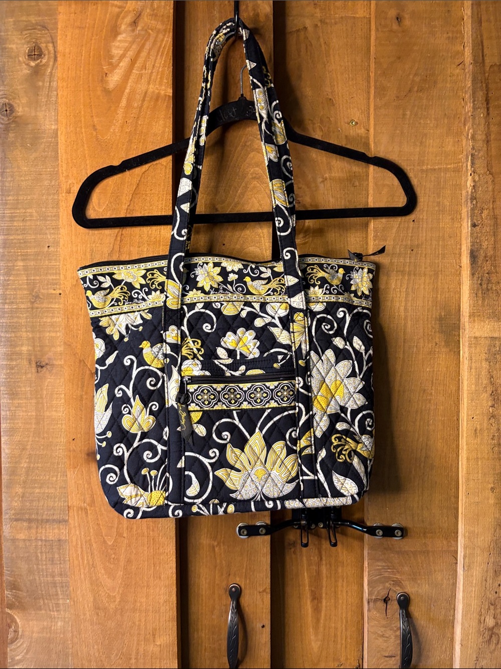 Vera Bradley Black & Yellow Quilted Floral Tote